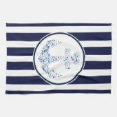 Blauwe strepen en anker theedoek (Horizontaal)