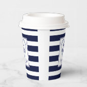 Blauwe strepen en ankerdocument kop papieren bekers (Rechts)