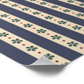 Blauwe strepen en bloemen poster (Hoek)