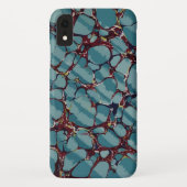 Blauwe strepen en dieprode marmer Case-Mate iPhone case (Achterkant)