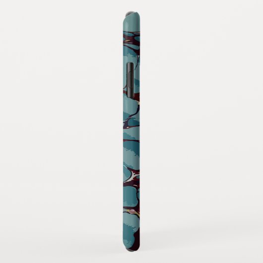 Blauwe strepen en dieprode marmer Case-Mate iPhone case (Achterkant/rechts)