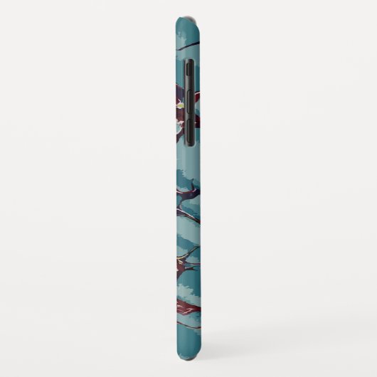 Blauwe strepen en dieprode marmer Case-Mate iPhone case (Achterkant/links)