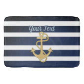 Blauwe strepen en gouden anker badmat (Voorkant)