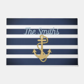 Blauwe strepen en gouden anker deurmat (Voorkant)