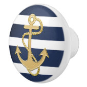 Blauwe strepen en gouden anker keramische knop (Rechts)
