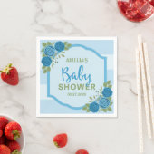 Blauwe strepen en Rozen Baby shower Servetten (Insitu)