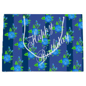 Blauwe strepen en Rozen Large Cadeautasje (Voorkant)