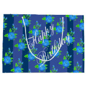 Blauwe strepen en Rozen Large Cadeautasje (Achterkant)