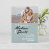 Blauwe strepen | Floral | Uitnodigingen voor paren (Staand voorkant)