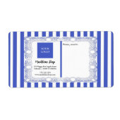 Blauwe Strepen & Gebogen Frame & Logo Etiket (Voorkant)