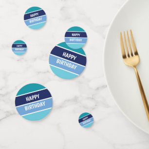 Blauwe Strepen Gelukkig Verjaardag Confetti