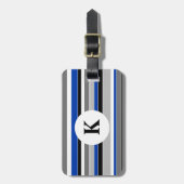Blauwe strepen, gemonogd Bagagelabel (Voorkant verticaal)