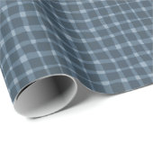 Blauwe strepen, geslepen Gingham Smokey Cadeaupapier (Rol Hoek)