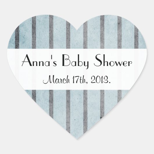 Blauwe strepen, gestreept patroon, Baby shower Hart Sticker (Voorkant)