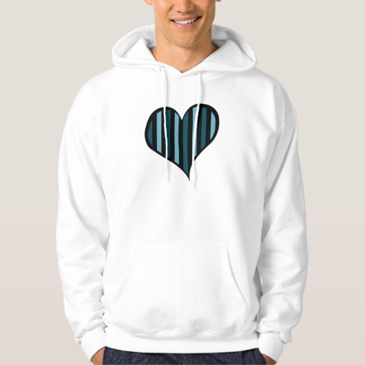 Blauwe strepen, gestreept patroon, lijnen, hart hoodie (Voorkant)