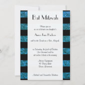 Blauwe strepen, glazige strips, lijnen, bat Mitzva Kaart (Voorkant)