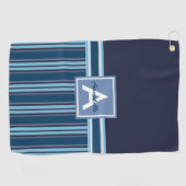 Blauwe strepen golfhanddoek (Horizontaal)