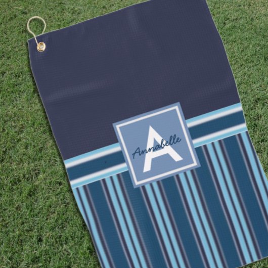 Blauwe strepen golfhanddoek