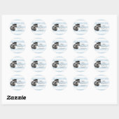 Blauwe Strepen Hart Wasbeer Baby Shower Stickers (Vel)