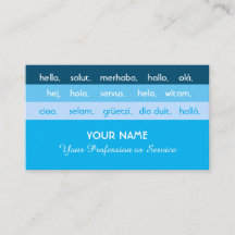 Blauwe strepen internationale talen hallo