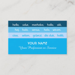 Blauwe strepen internationale talen hallo visitekaartje