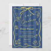 Blauwe strepen Italiaans thema Ciao Bambino Kaart (Voorkant)