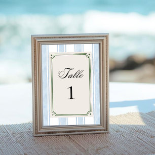 Blauwe Strepen Kust Vintage Strand Retro Bruiloft Kaart