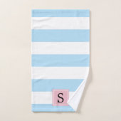 Blauwe strepen, lijnen, gestreepte patroon, monogr bad handdoek (Handdoek)