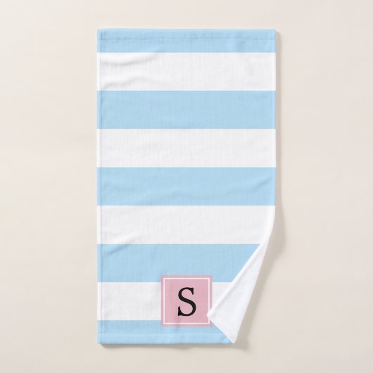 Blauwe strepen, lijnen, gestreepte patroon, monogr bad handdoek (Handdoek)