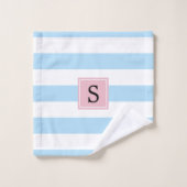 Blauwe strepen, lijnen, gestreepte patroon, monogr bad handdoek (Wasdoekje)