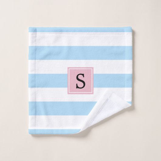 Blauwe strepen, lijnen, gestreepte patroon, monogr bad handdoek (Wasdoekje)