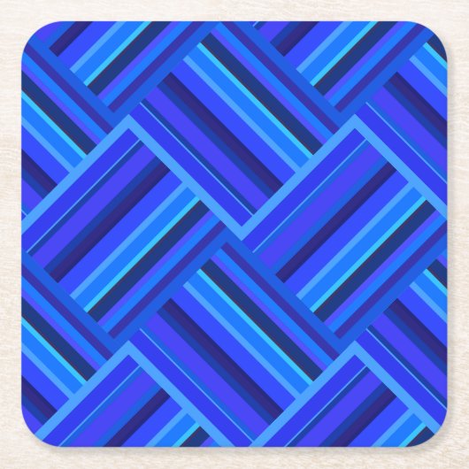 Blauwe strepen met diagonaal geweven patroon kartonnen onderzetters (Voorkant)