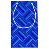 Blauwe strepen met diagonaal geweven patroon klein cadeauzakje (Achterkant)