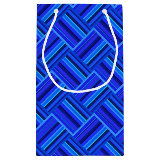 Blauwe strepen met diagonaal geweven patroon klein cadeauzakje (Achterkant)