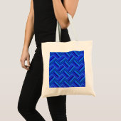 Blauwe strepen met diagonaal geweven patroon tote bag (Voorkant (product))