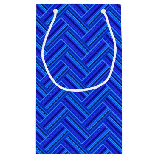 Blauwe strepen met dubbel weef klein cadeauzakje (Achterkant)