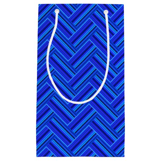 Blauwe strepen met dubbel weef klein cadeauzakje (Voorkant)