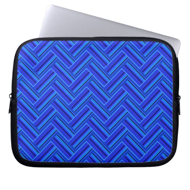 Blauwe strepen met dubbel weef laptop sleeve (Voorkant)