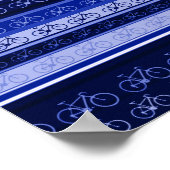 blauwe strepen met fietsen poster (Hoek)