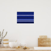 blauwe strepen met fietsen poster (Keuken)