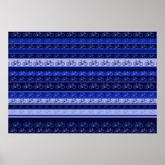 blauwe strepen met fietsen poster (Voorkant)