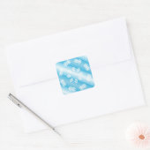 Blauwe strepen met sneeuwflake design vierkante sticker (Envelop)