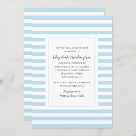 Blauwe strepen. Modern gestreept boy baby shower Kaart