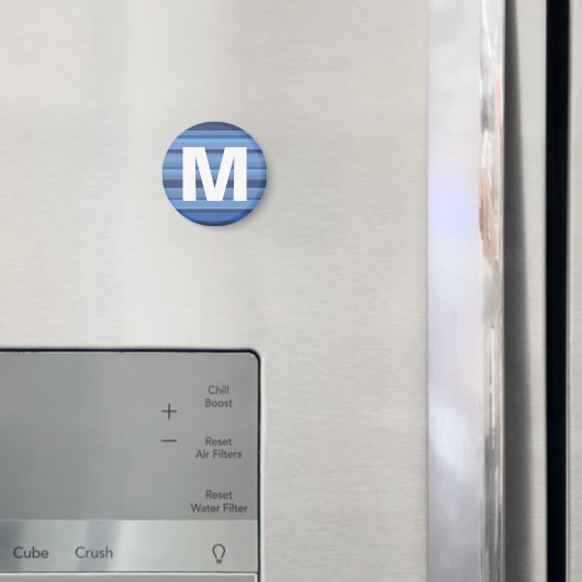 Blauwe Strepen Monogram Letter Kinderen Kunstmagne Magneet (Insitu (Koelkast))