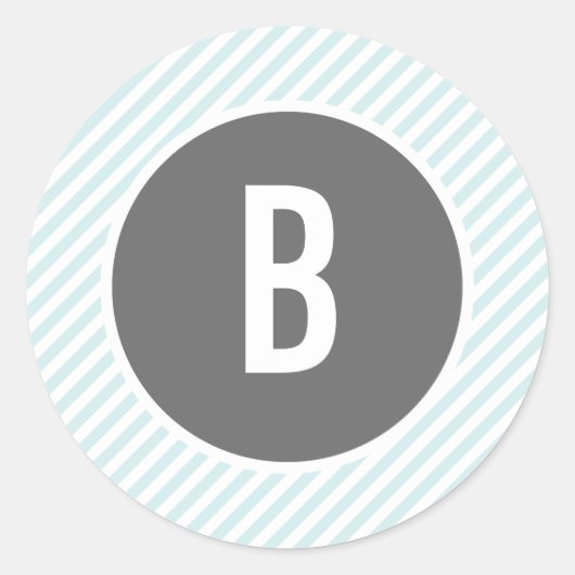 Blauwe strepen Monogram Stickers (Voorkant)