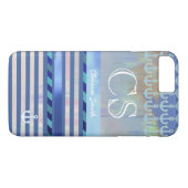 blauwe strepen, naam/initialen en ankers Case-Mate iPhone case (Achterkant (Horizontaal))