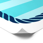 Blauwe Strepen Nautische Verjaardag Welkomstbord Poster (Hoek)