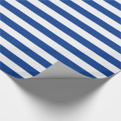 Blauwe strepen op aangepaste kleur cadeaupapier (Hoek)
