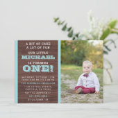 Blauwe strepen op de homepage van hout, eerste ver kaart (Staand voorkant)