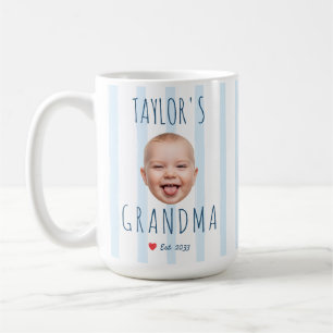 Blauwe Strepen Op Maat Gemaakte Foto & Naam Baby G Koffiemok